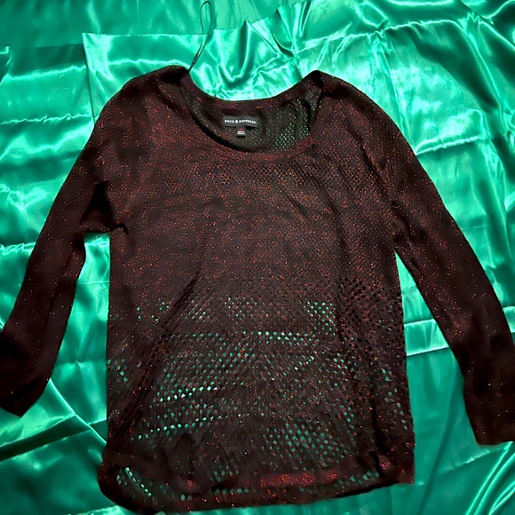 Rock republic knit red and black metallic top - Picture 1 of 1